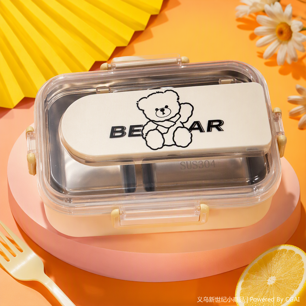 Миленькие медвежонки с прозрачными пластиковыми коробками со словами BEAR, переносными коробками для завтраков для школьников Specification image