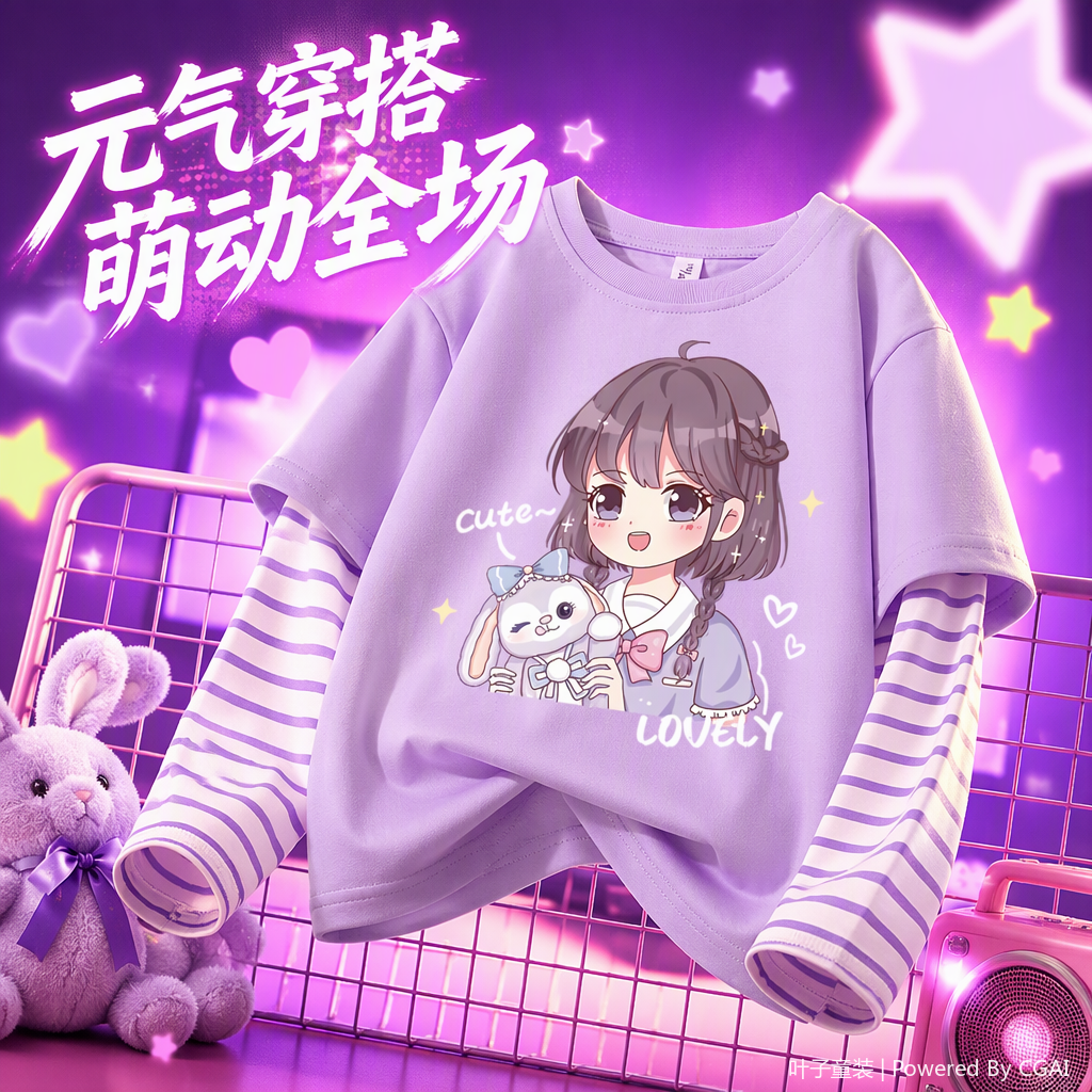 Children's pure cotton cartoon printed short-sleeved T-shirt, a casual and versatile trendy choice for babies in spring and summer