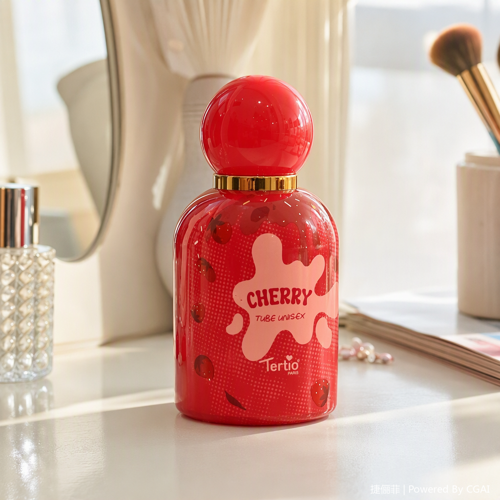 Cherry red-themed perfume bottle creative design, long-lasting light fragrance, fashionable and trendy gift box set details Picture