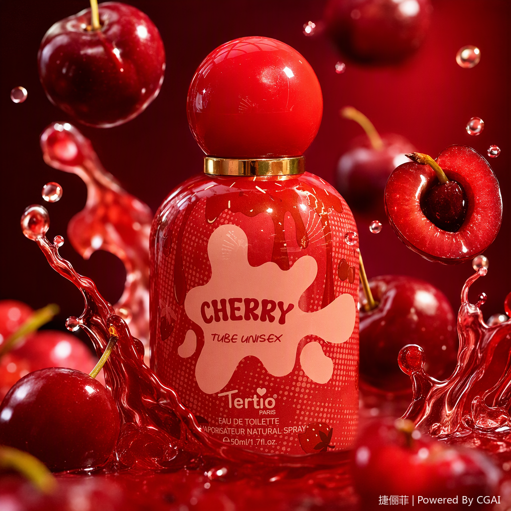 Cherry red-themed perfume bottle creative design, long-lasting light fragrance, fashionable and trendy gift box set Specification image