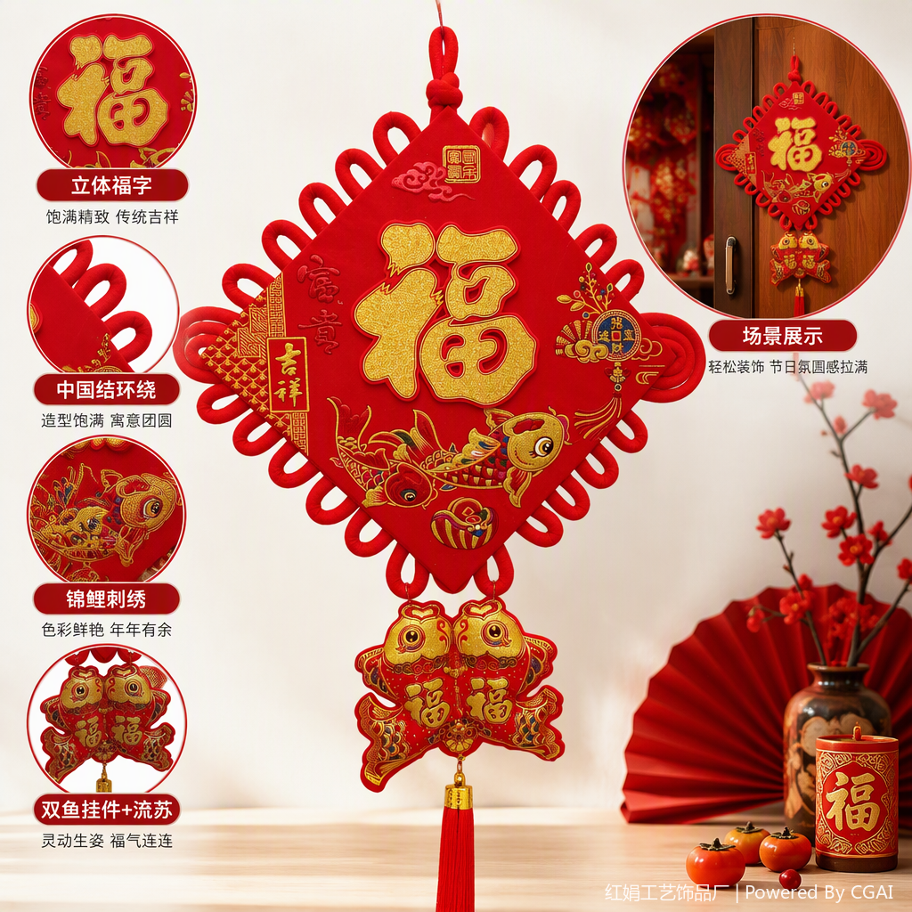 Chinese knot pendants, "Fu" character goldfish decorative pendants, auspicious style home ornaments, gift decorations Chinese knot pendants, "Fu" character goldfish decorative pendants, auspicious style home ornaments, gift decorations