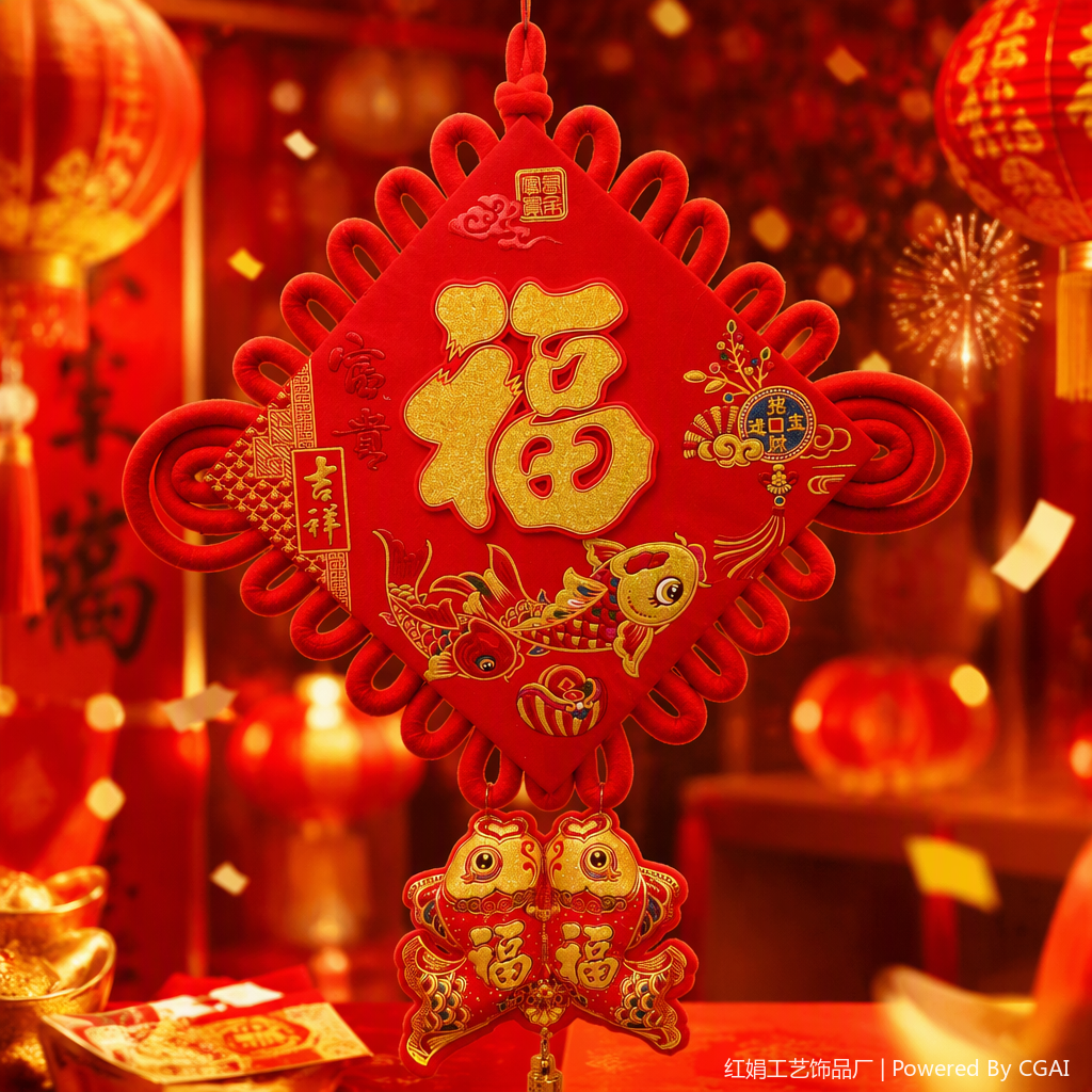 China nudo colgante letra de fortuna pescado dorado decoración colgante estilo auspicioso hogar decoración de regalo Specification image