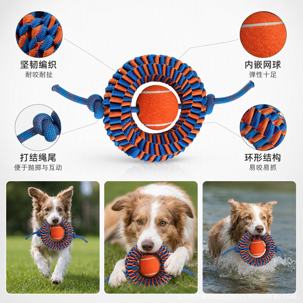 18cm durable, tear-resistant, hand-woven pet toy, dog, educational interactive, biting rubber, durable single ball