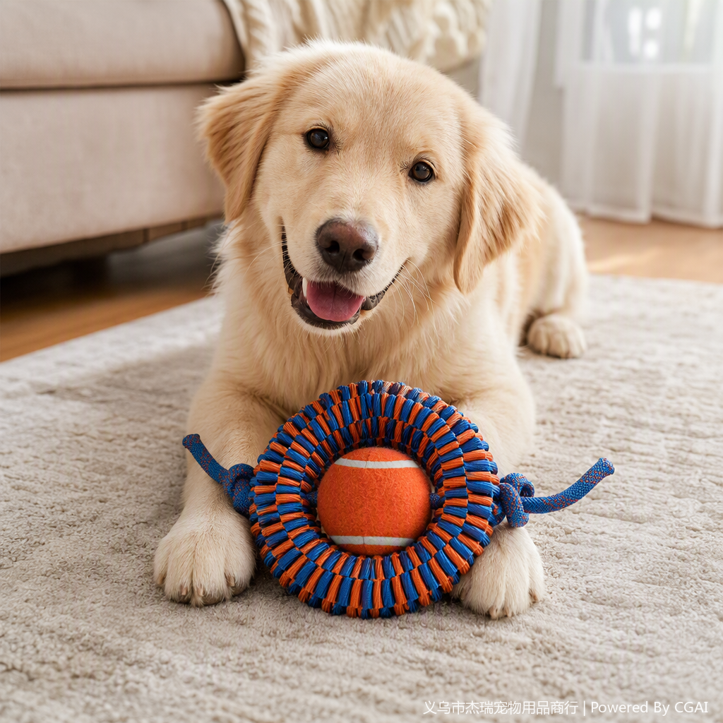 18cm durable, tear-resistant, hand-woven pet toy, dog, educational interactive, biting rubber, durable single ball Application Scenario