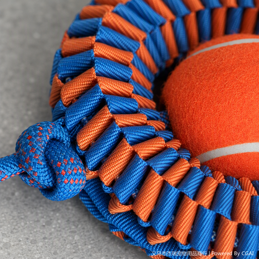 18cm durable, tear-resistant, hand-woven pet toy, dog, educational interactive, biting rubber, durable single ball Item Picture