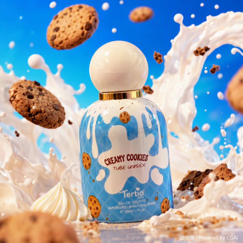 Blue cream-stained cookie patterned perfume bottle, fashionable and simple, long-lasting light fragrance, women's and men's perfume gift box Specification image