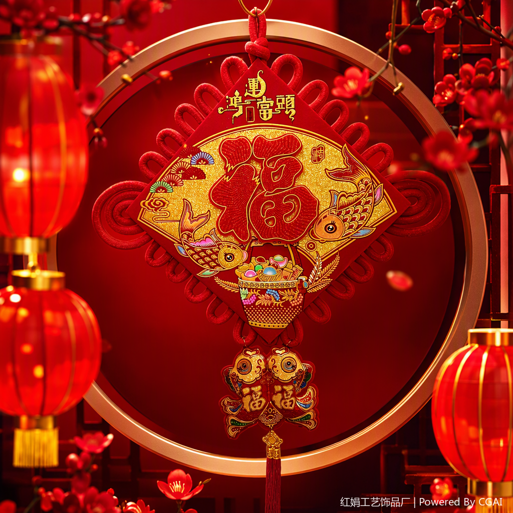 Red Chinese knot pendant, hand-woven, festive and festive decoration, Chinese-style pendant, auspicious hanging accessory, Spring Festival gift Specification image