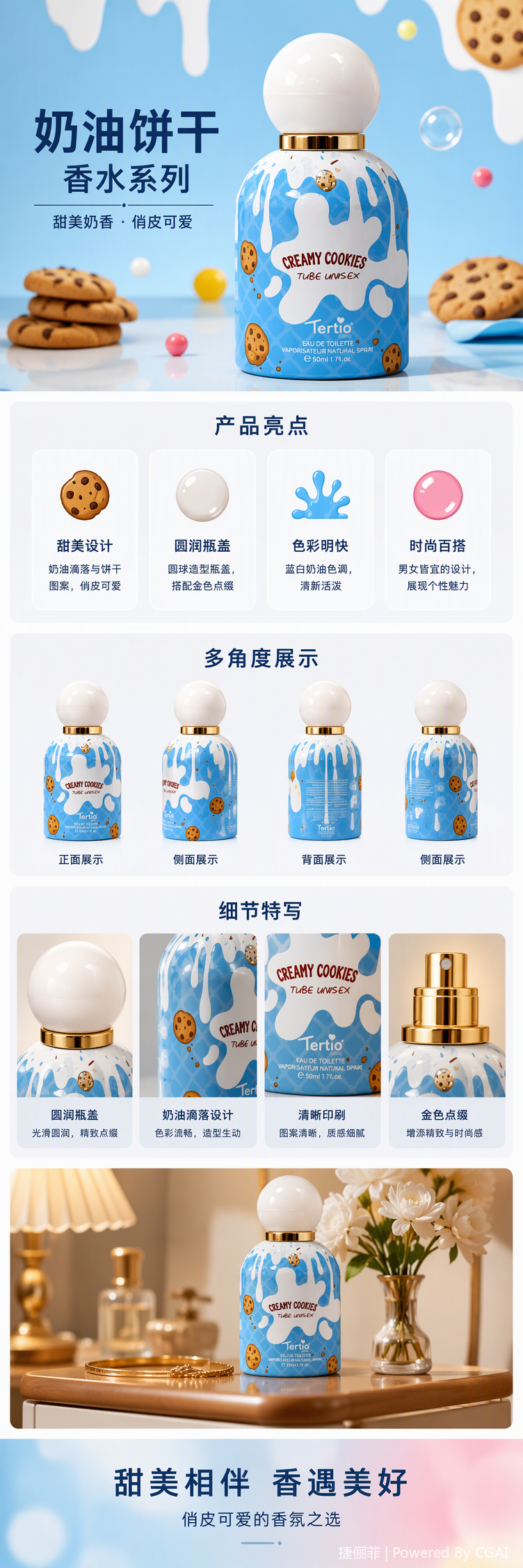 معكرونة البسكويت الزرق، عطر المعطر الخفيف، وغطاء عطر الرجل pic 1