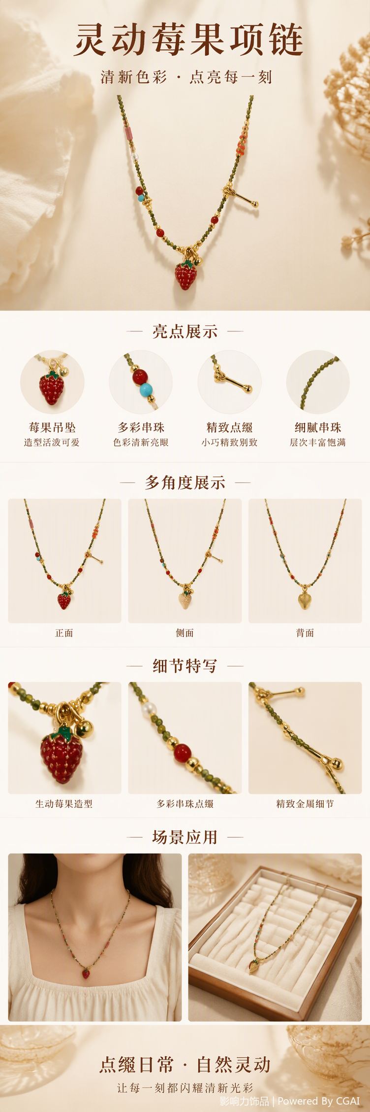 Sweet strawberry-shaped pendant necklace with influence, fashionable and simple, as a gift for girls, students and couples pic 1