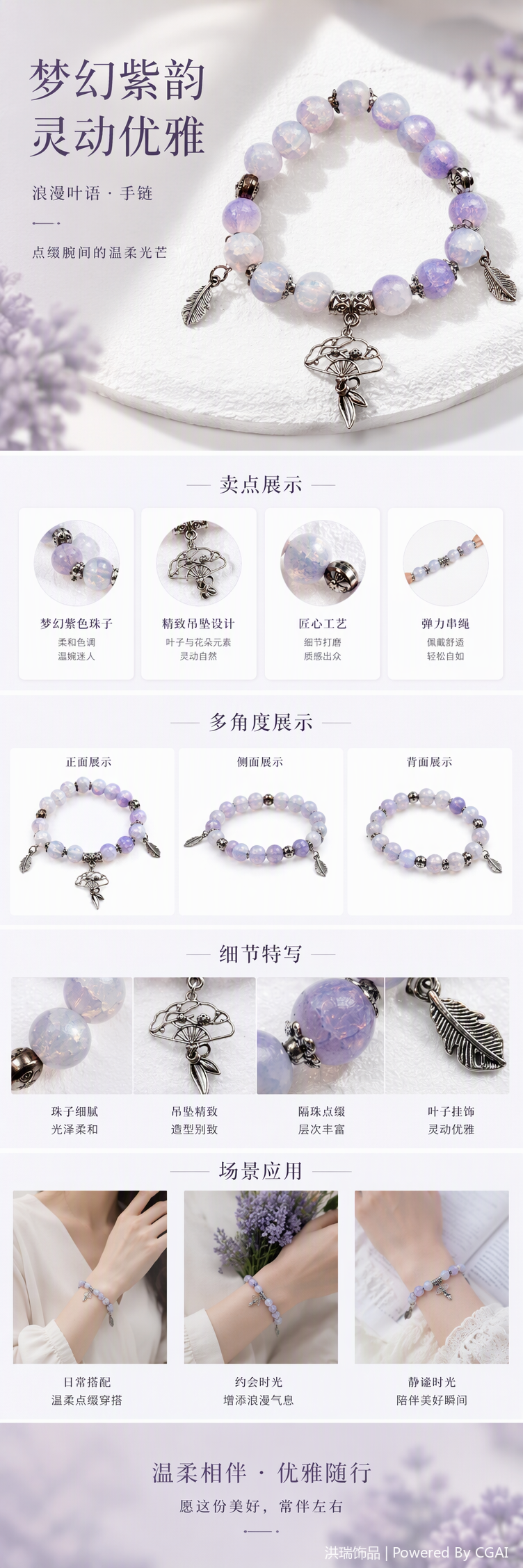 Moda lila leche blanco cuentas cadena pulsera simple 100 accesorios de moda de las niñas de la escuela pulsera accesorios pic 1