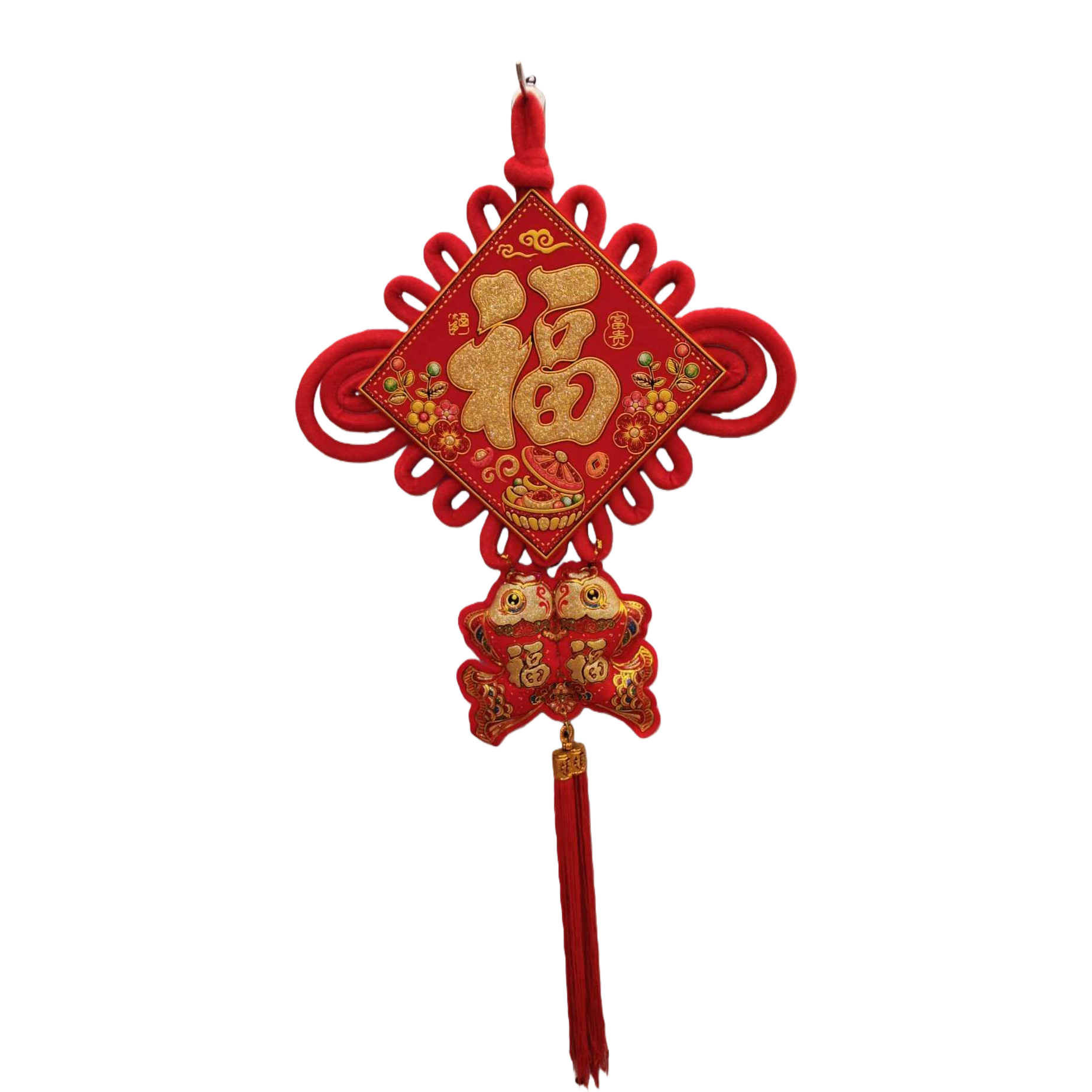 Red Chinese knot pendant, hand-woven, auspicious festival decoration, home pendant, gift fabric pendant Item Picture