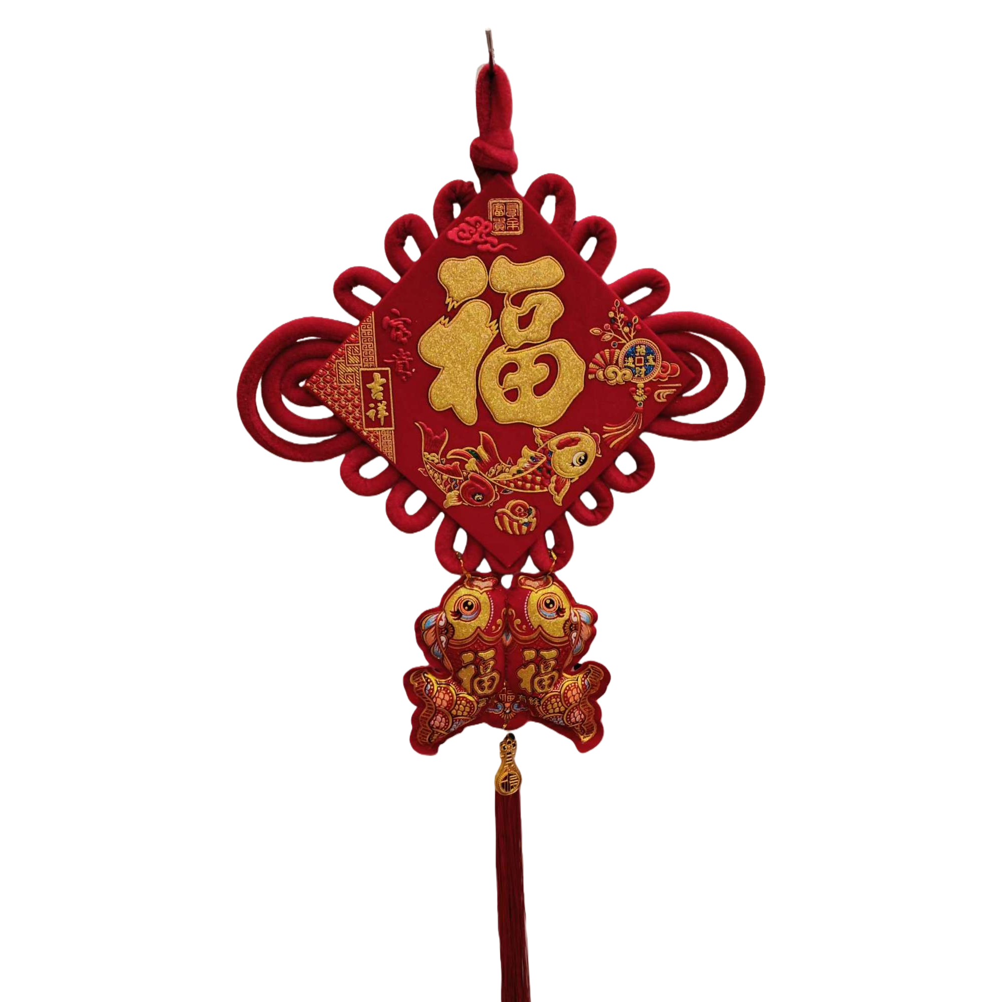 Red Chinese knot pendant, hand-woven auspicious decorative item, home hanging piece, festive and joyous decoration supplies Item Picture