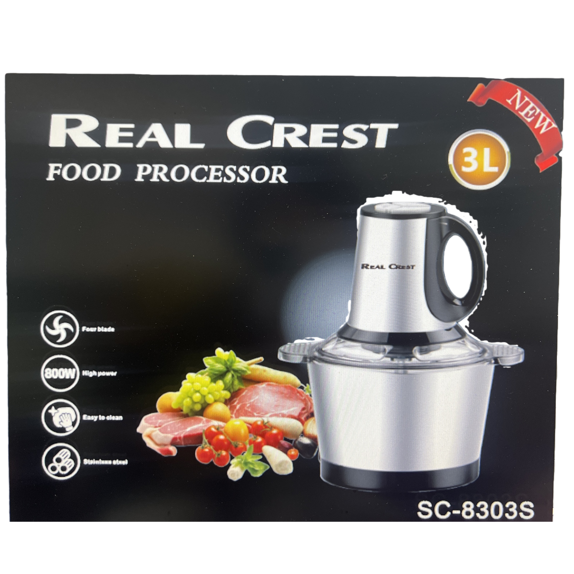REAL CREST multifunción food processor cuerpo de acero inoxidable mango negro SC-8303S electrodomésticos de cocina Item Picture