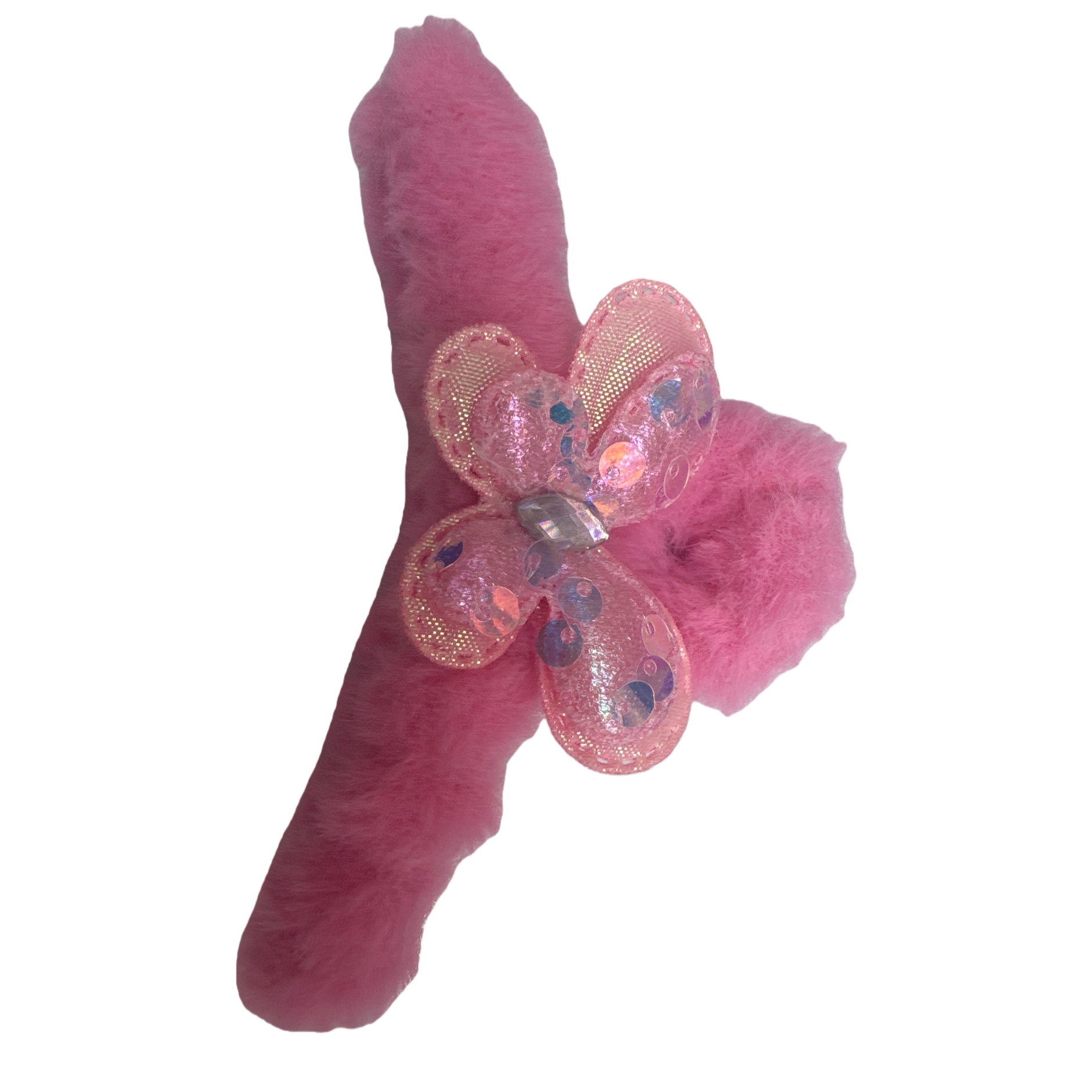 Pink plush hair accessory, butterfly decoration, cute hair clip, sweet hair accessory, student hair clip headwear, versatile matching Item Picture