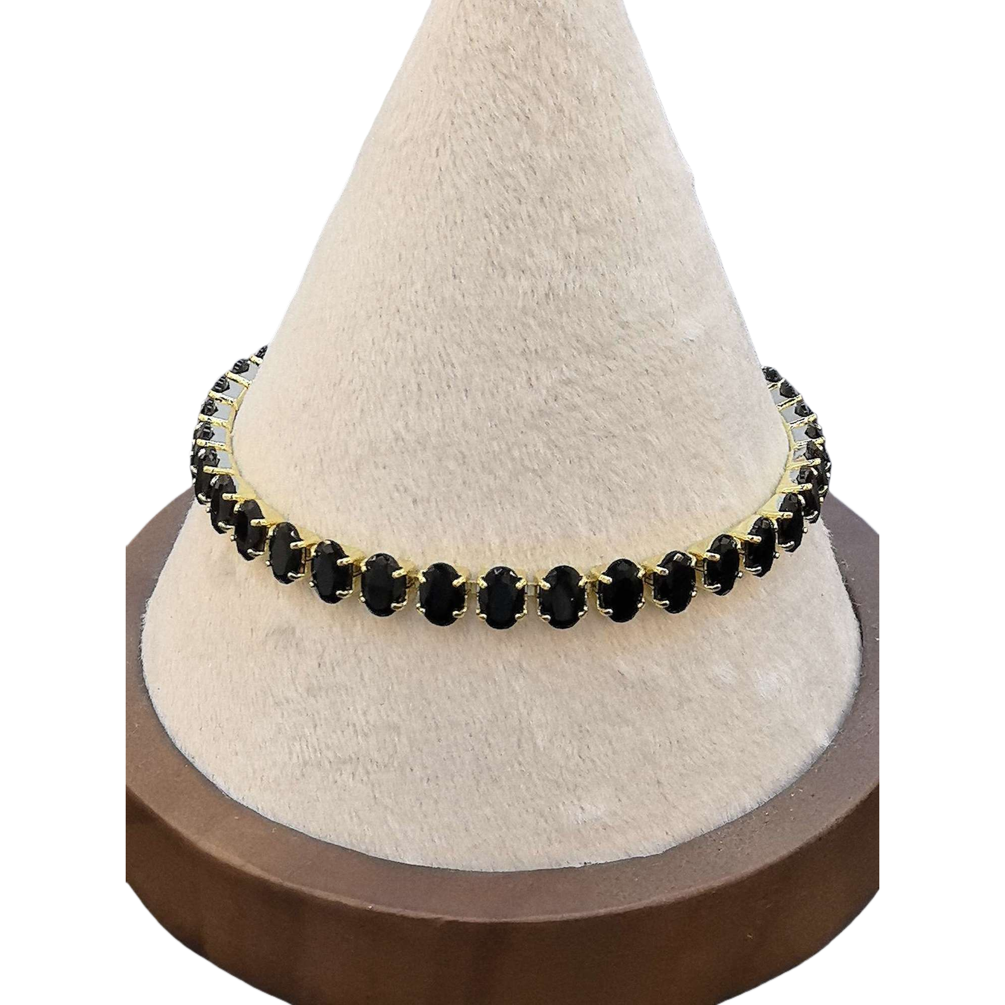 مسلك معدن ذهبي مرسوع في جوهرة سوداء سوداء اللون Item Picture