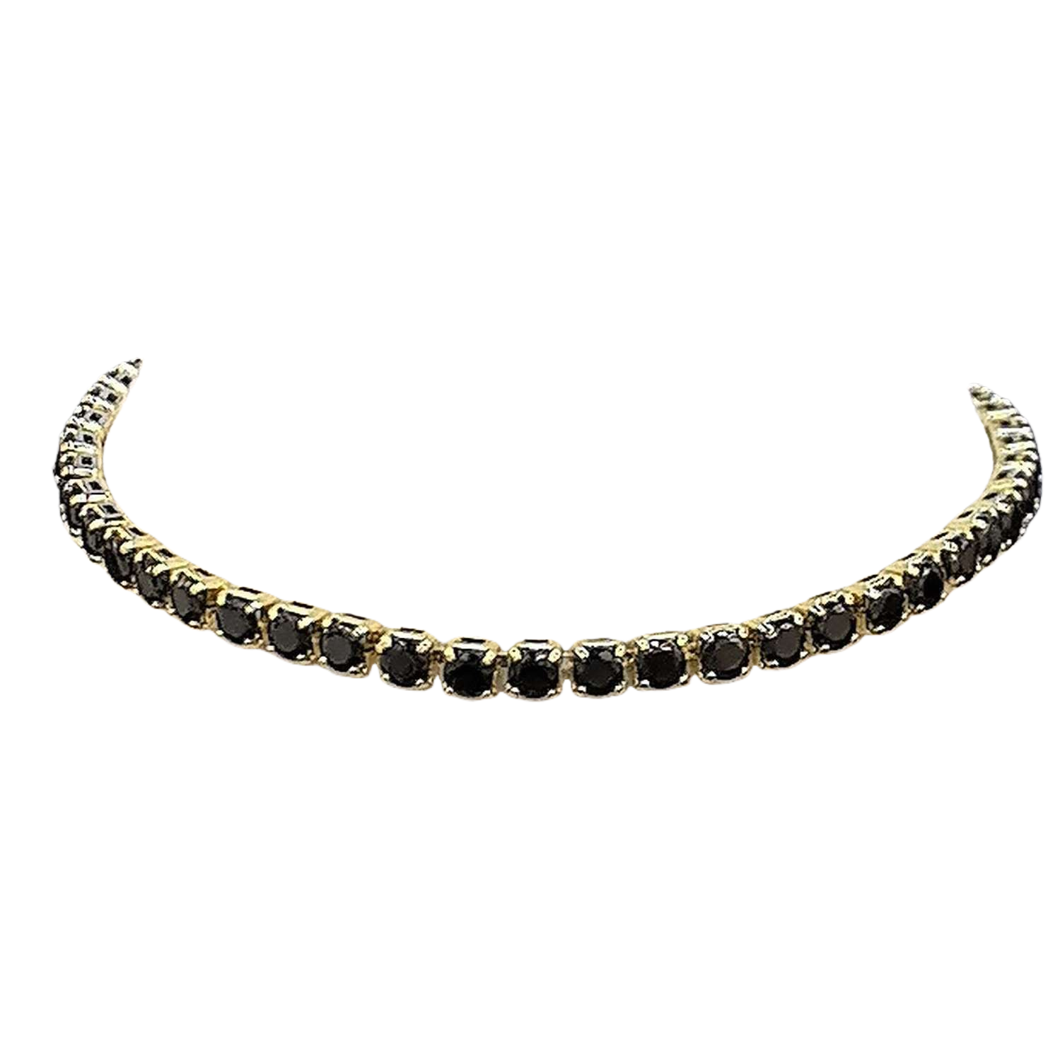 This golden bracelet with black gemstones is a fashionable and versatile accessory for women, featuring a trendy and simple style Item Picture