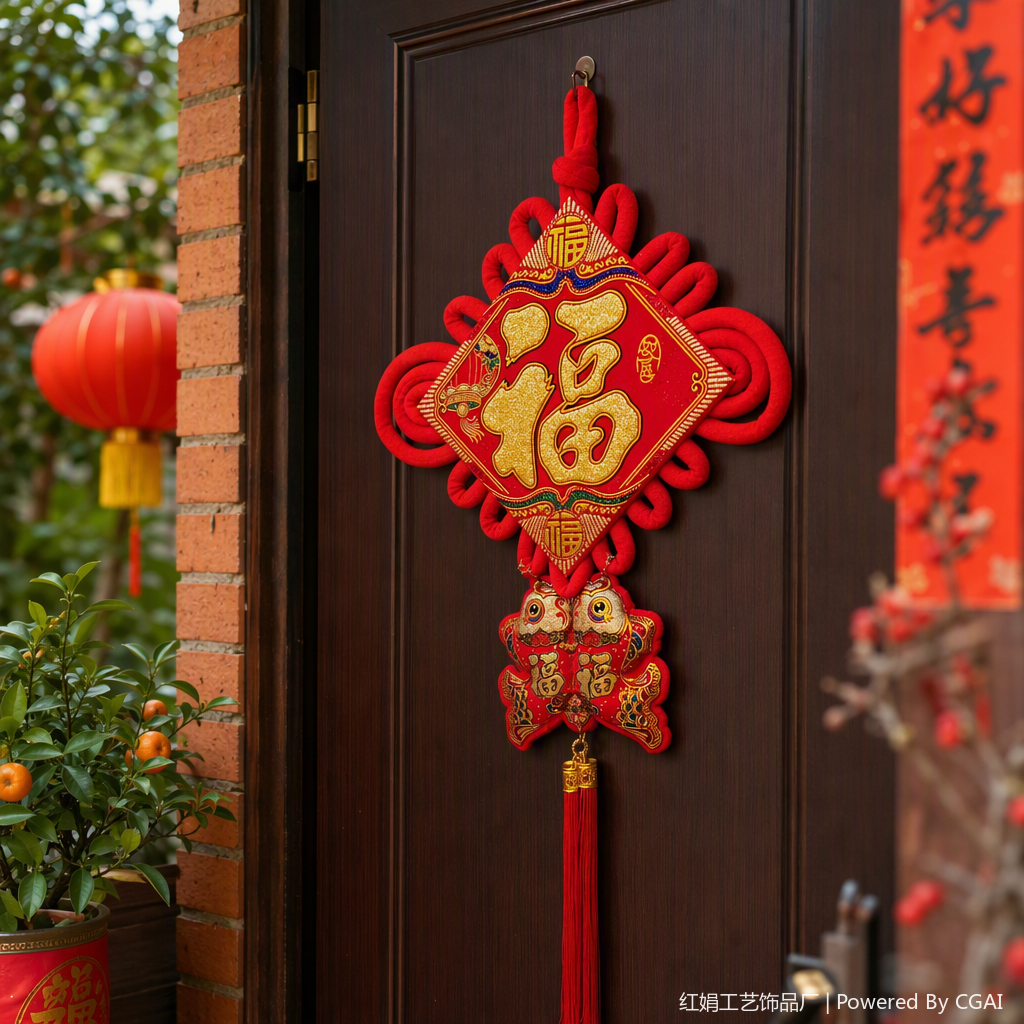 Chinese-style red hand-woven pendants, auspicious decorative items, home car hanging ornaments, gifts details Picture