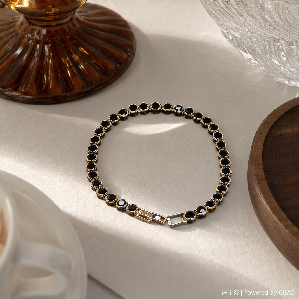 Lujo oro incrustado gemas negras pulsera moda 100 collar collar de mujer regalo para novia details Picture