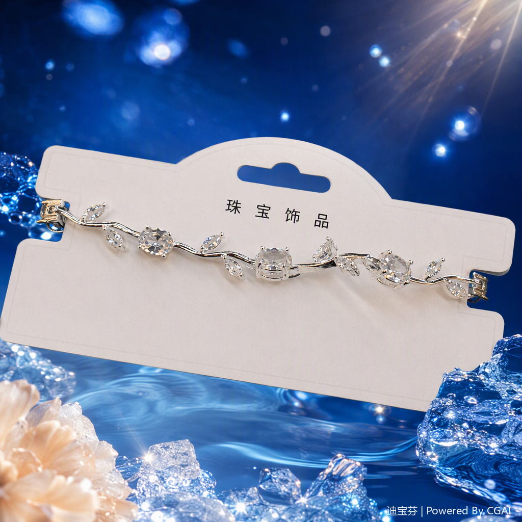 The silver vine-shaped diamond-encrusted bracelet is a fashionable, versatile and exquisite lady's jewelry gift for your girlfriend Specification image
