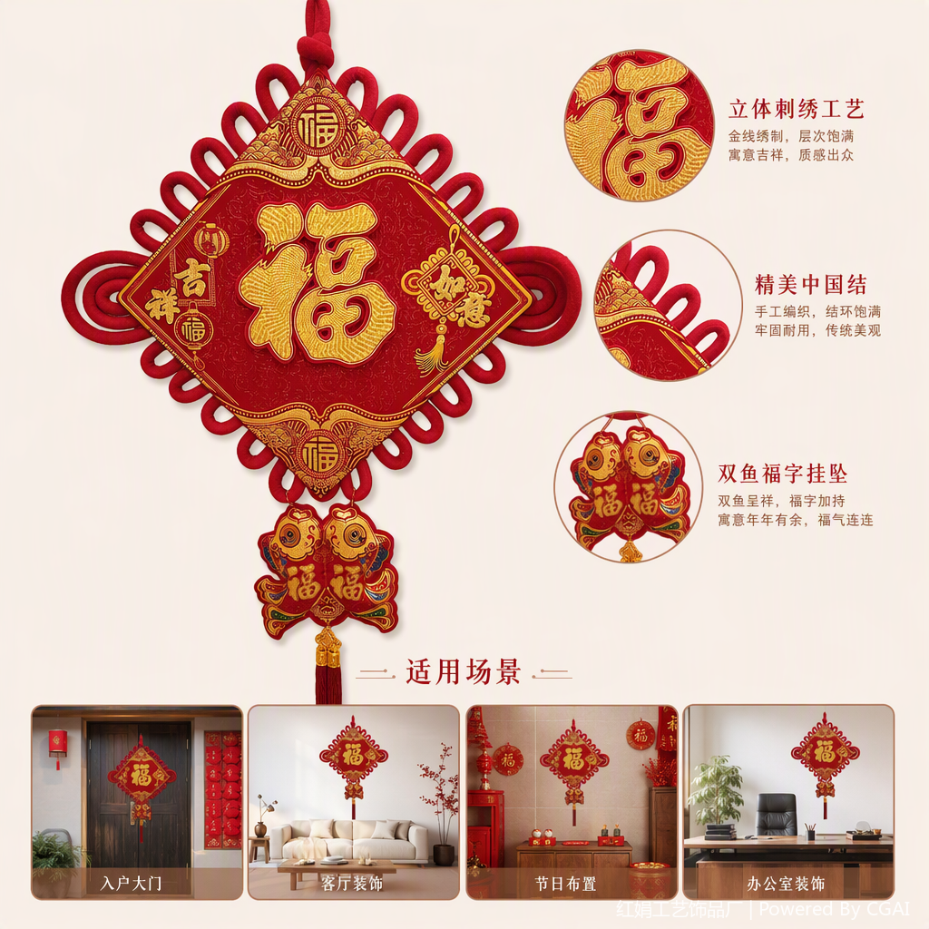 Chinese-style red hand-woven pendants, auspicious decorative items, festival gift pendants and hanging ornaments Chinese-style red hand-woven pendants, auspicious decorative items, festival gift pendants and hanging ornaments