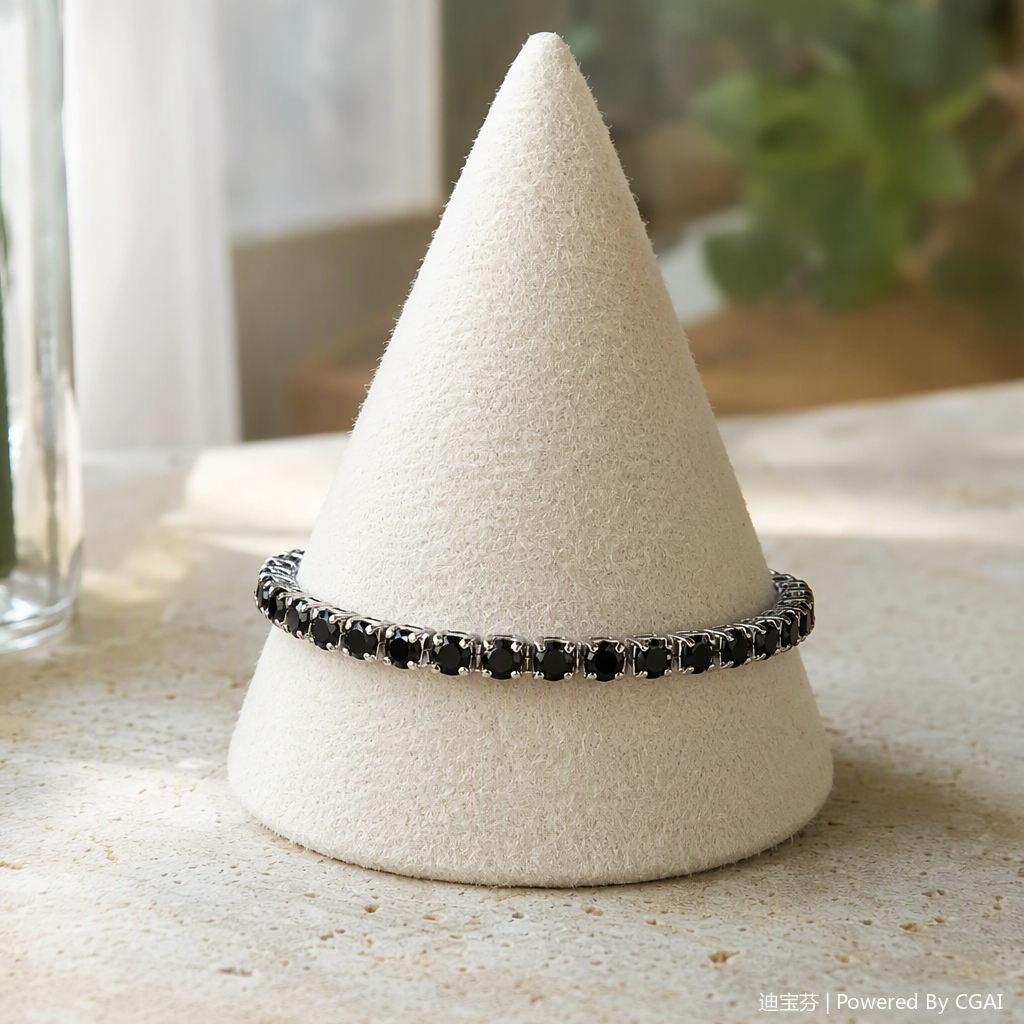 Moda plata metal pulsera incrustado con gemas negras simple 100 brazaletes para mujeres accesorios tendencia details Picture