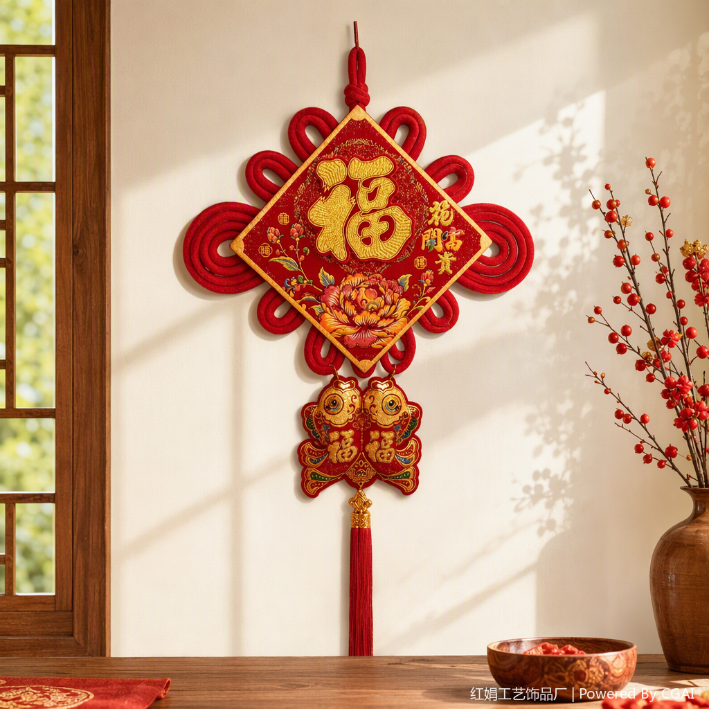 China wind red handwoven colgante auspicioso nudo colgante decoración del hogar artículos de regalo de vacaciones details Picture