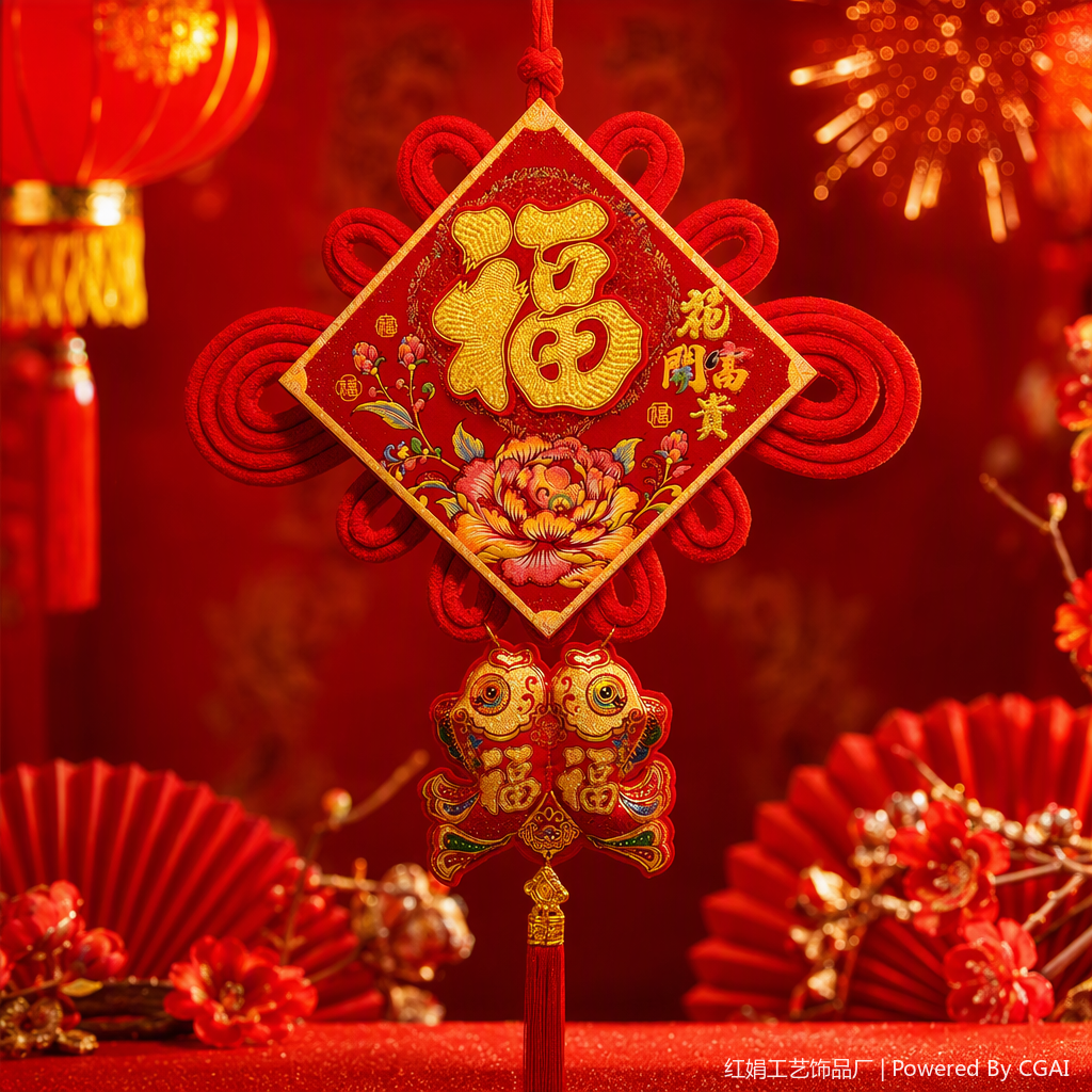 China wind red handwoven colgante auspicioso nudo colgante decoración del hogar artículos de regalo de vacaciones Specification image