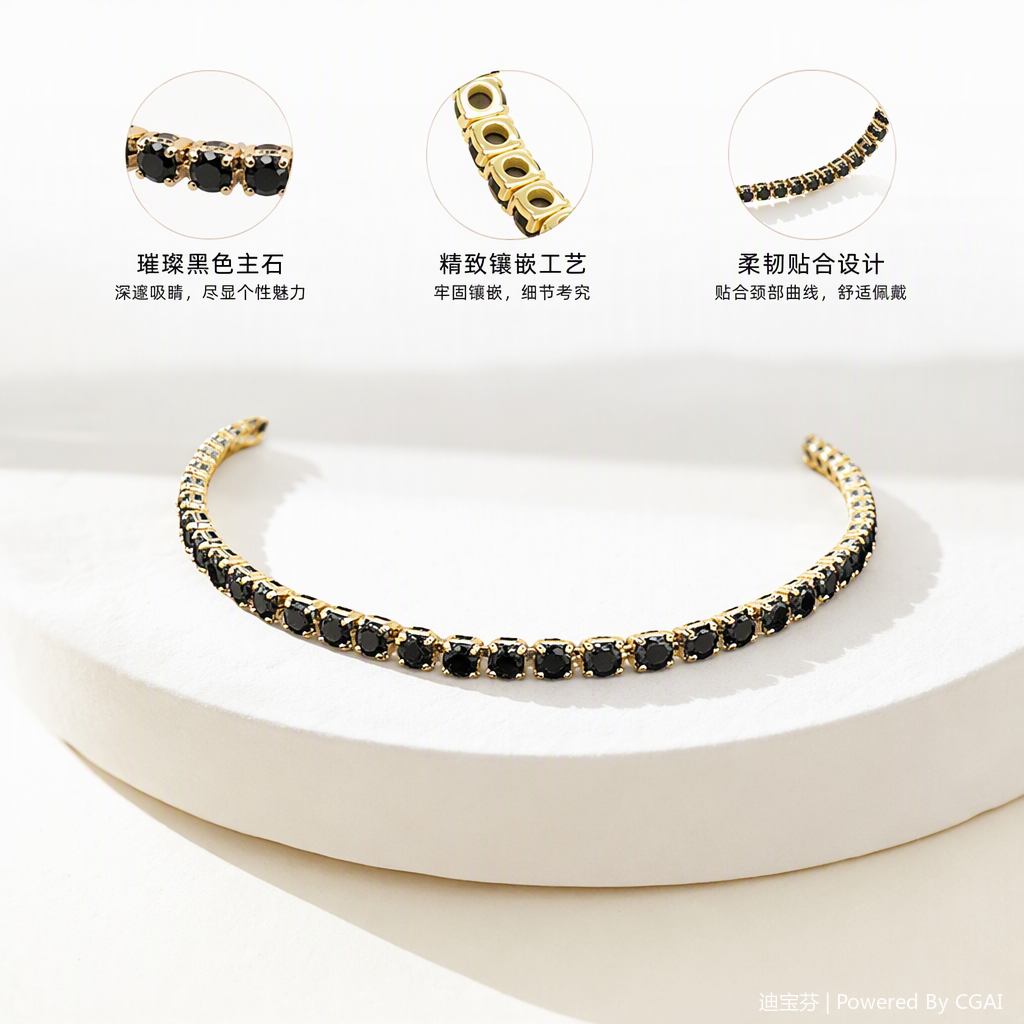 Oro incrustado piedras negras pulsera de moda 100 accesorios mujeres tendencia estilo simple