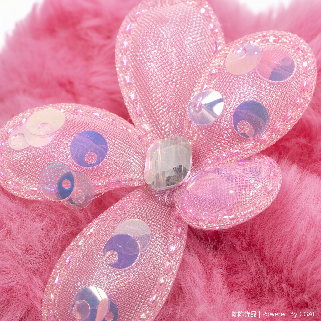 Pink plush hair accessory, butterfly decoration, cute hair clip, sweet hair accessory, student hair clip headwear, versatile matching Application Scenario