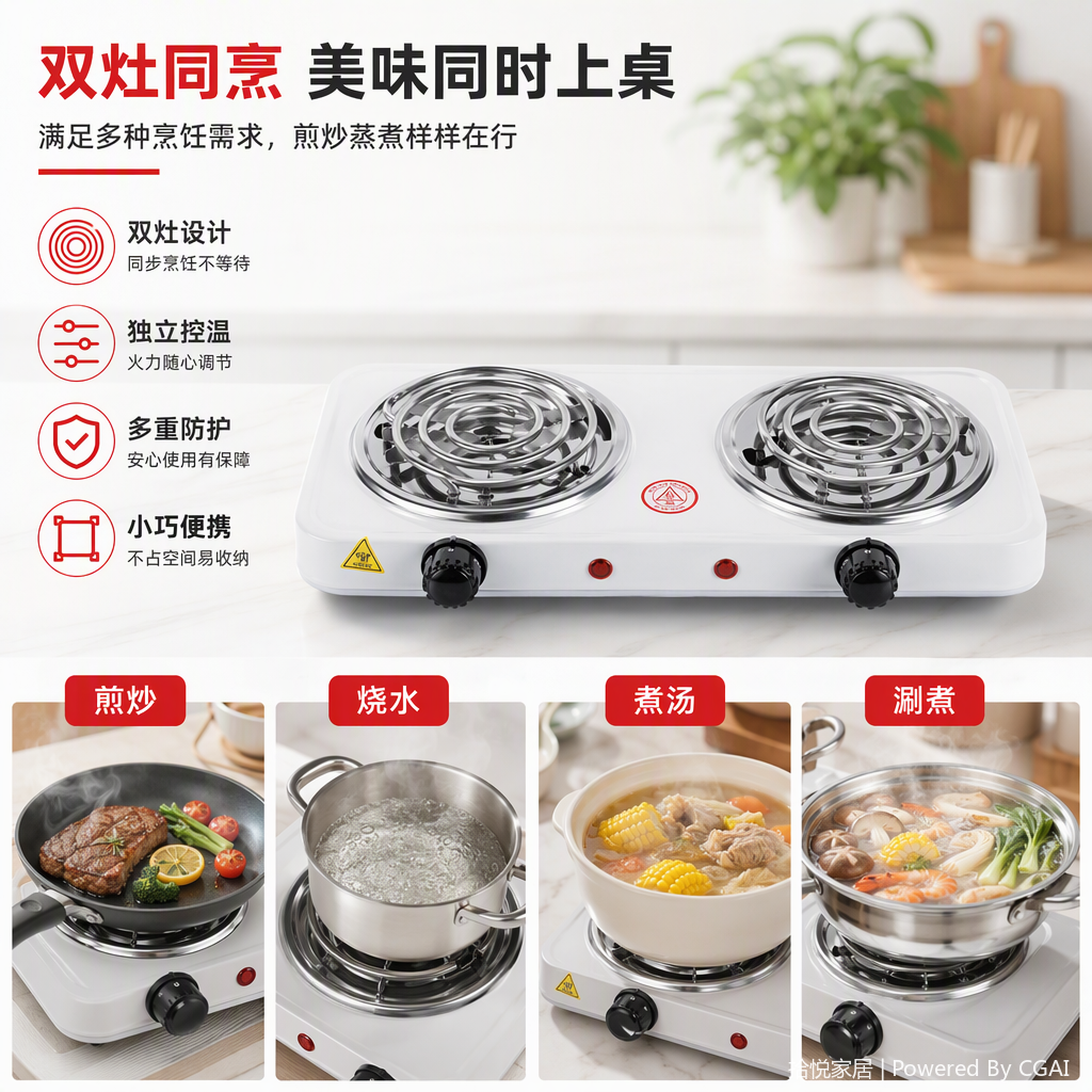 Horno eléctrico de doble disco blanco multifuncional hogar portátil calefacción rápida ahorro de energía y ahorro de energía cocina esencial