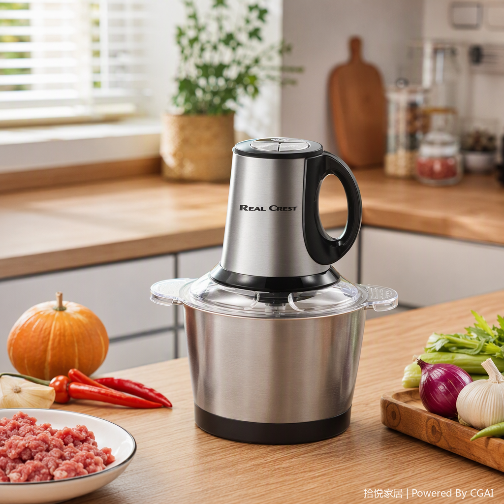 REAL CREST multifunción food processor cuerpo de acero inoxidable mango negro SC-8303S electrodomésticos de cocina details Picture