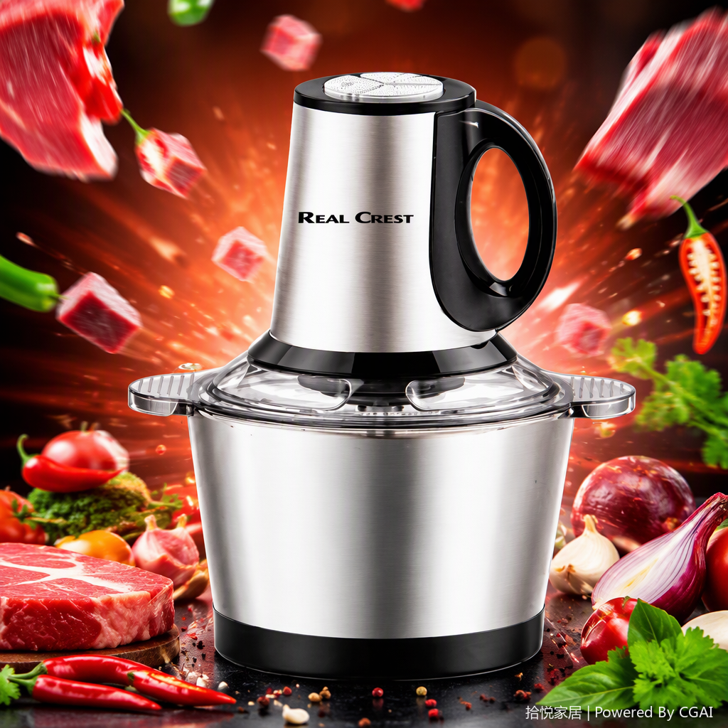 REAL CREST multifunción food processor cuerpo de acero inoxidable mango negro SC-8303S electrodomésticos de cocina Specification image