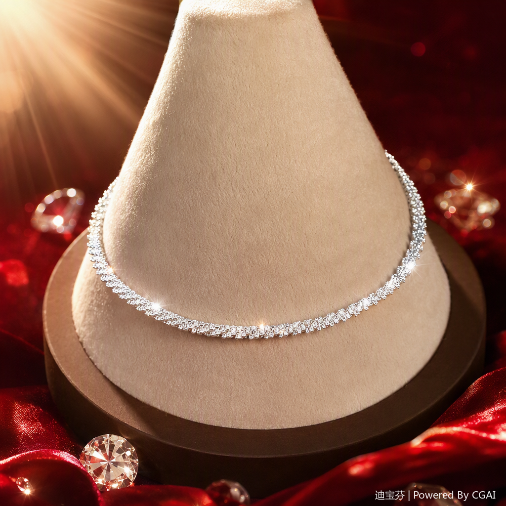 Shining diamond-encrusted fashionable necklace, simple and versatile ladies' jewelry, gift and present Specification image