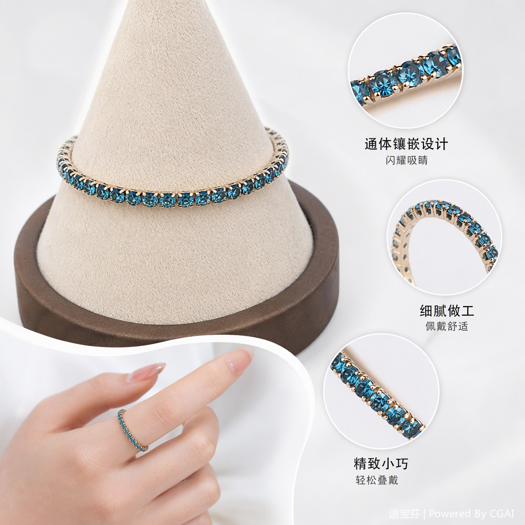 Pulsera de oro de moda incrustada con gemas azules simple y elegante pulsera para mujeres joyería regalos y regalos
