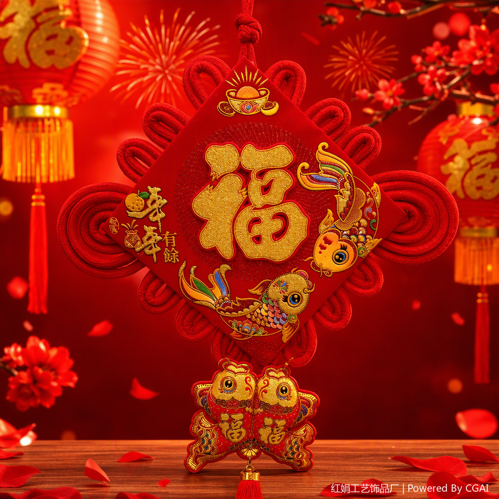 Chinese knot pendants, "Fu" characters, goldfish pattern decorative items, Chinese-style handcrafted pendants, home ornaments, gift decorations Specification image