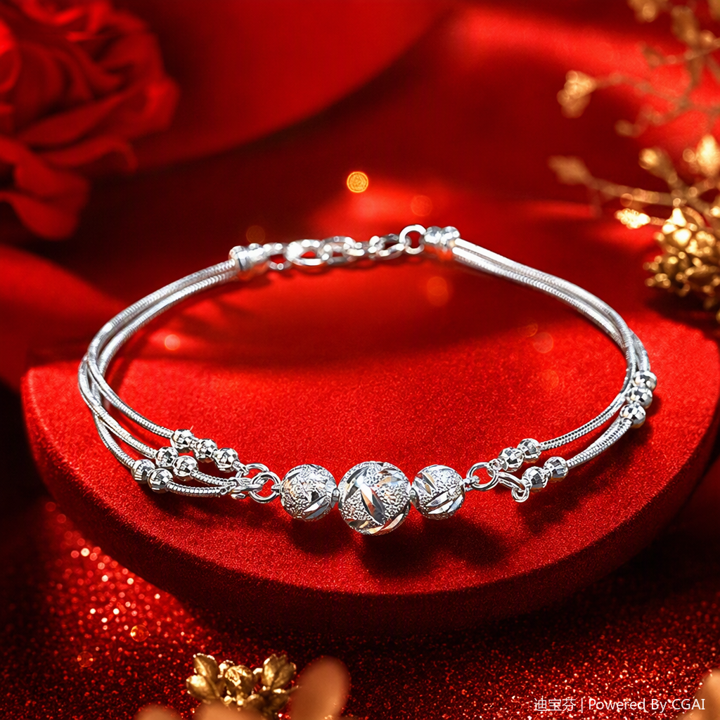 The silver three-strand snake bone chain bracelet is a fashionable, simple, individual, trendy and versatile gift for both girls and men Specification image