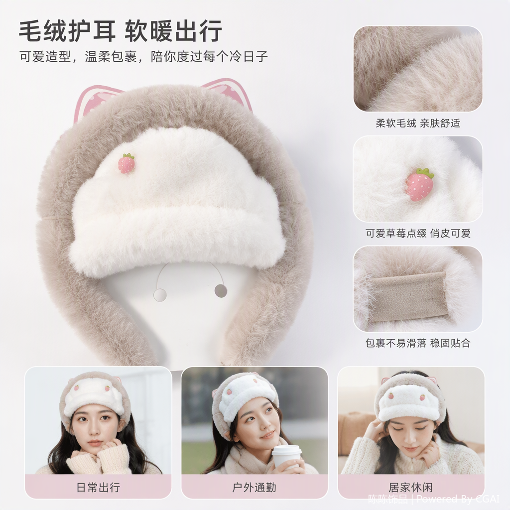 Cute plush cat ear headband, children's Korean-style cute and fun hair accessory headband, girls' hairpin headband accessory