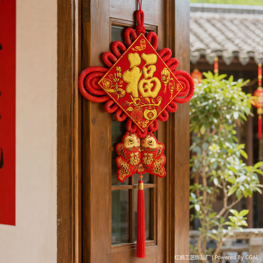 Chinese-style red handcrafted knot pendants, auspicious decorations, home pendants, festival gifts, collectibles details Picture