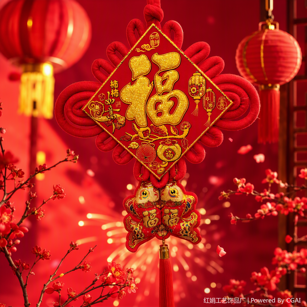 Chinese-style red handcrafted knot pendants, auspicious decorations, home pendants, festival gifts, collectibles Specification image