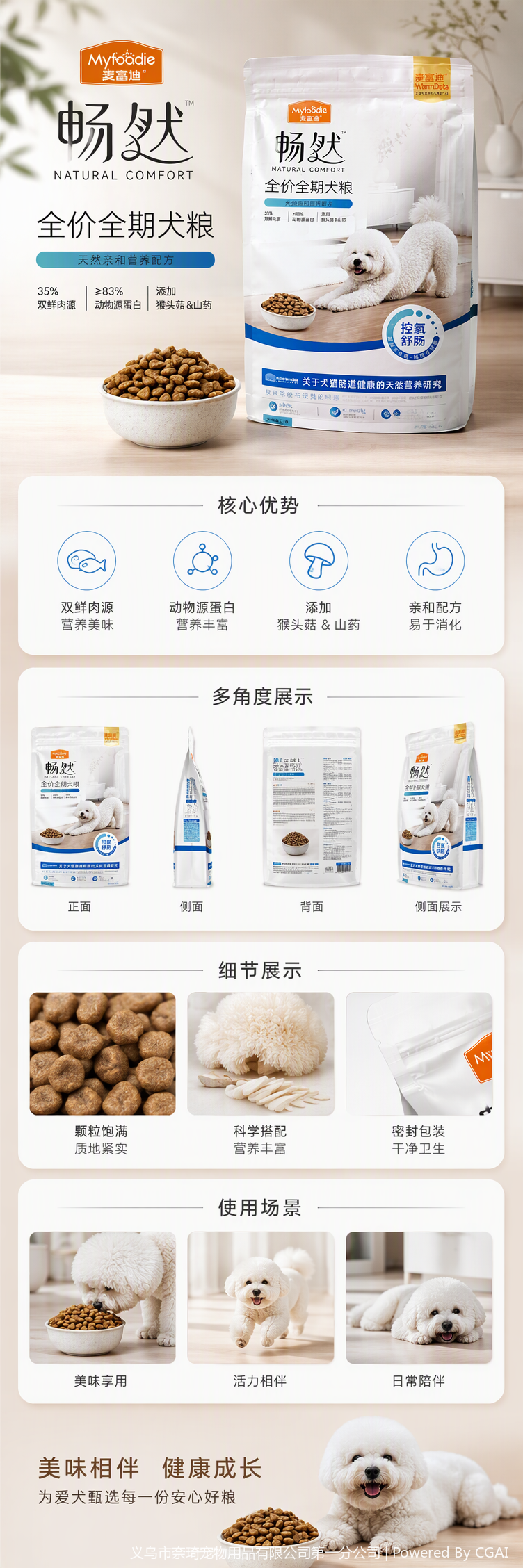 比熊犬专用白色狗粮包装袋宠物零食储存袋耐用防潮密封袋详情1