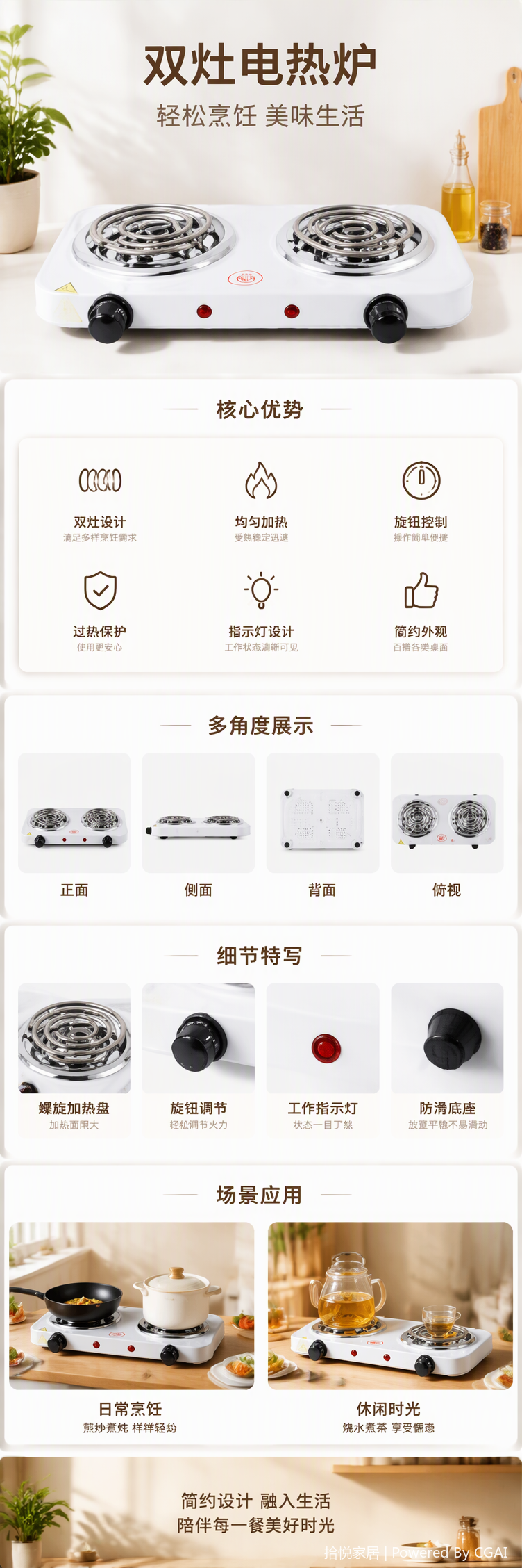 Horno eléctrico de doble disco blanco multifuncional hogar portátil calefacción rápida ahorro de energía y ahorro de energía cocina esencial pic 1