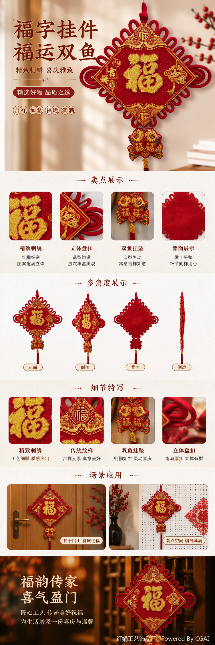 China wind red handwoven colgante decoraciones auspiciosas regalo de vacaciones colgante adornos pic 1