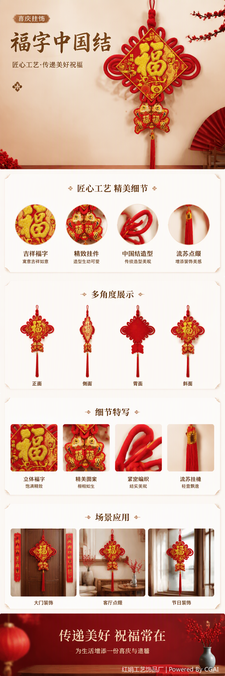 Chinese-style red handcrafted knot pendants, auspicious decorations, home pendants, festival gifts, collectibles pic 1