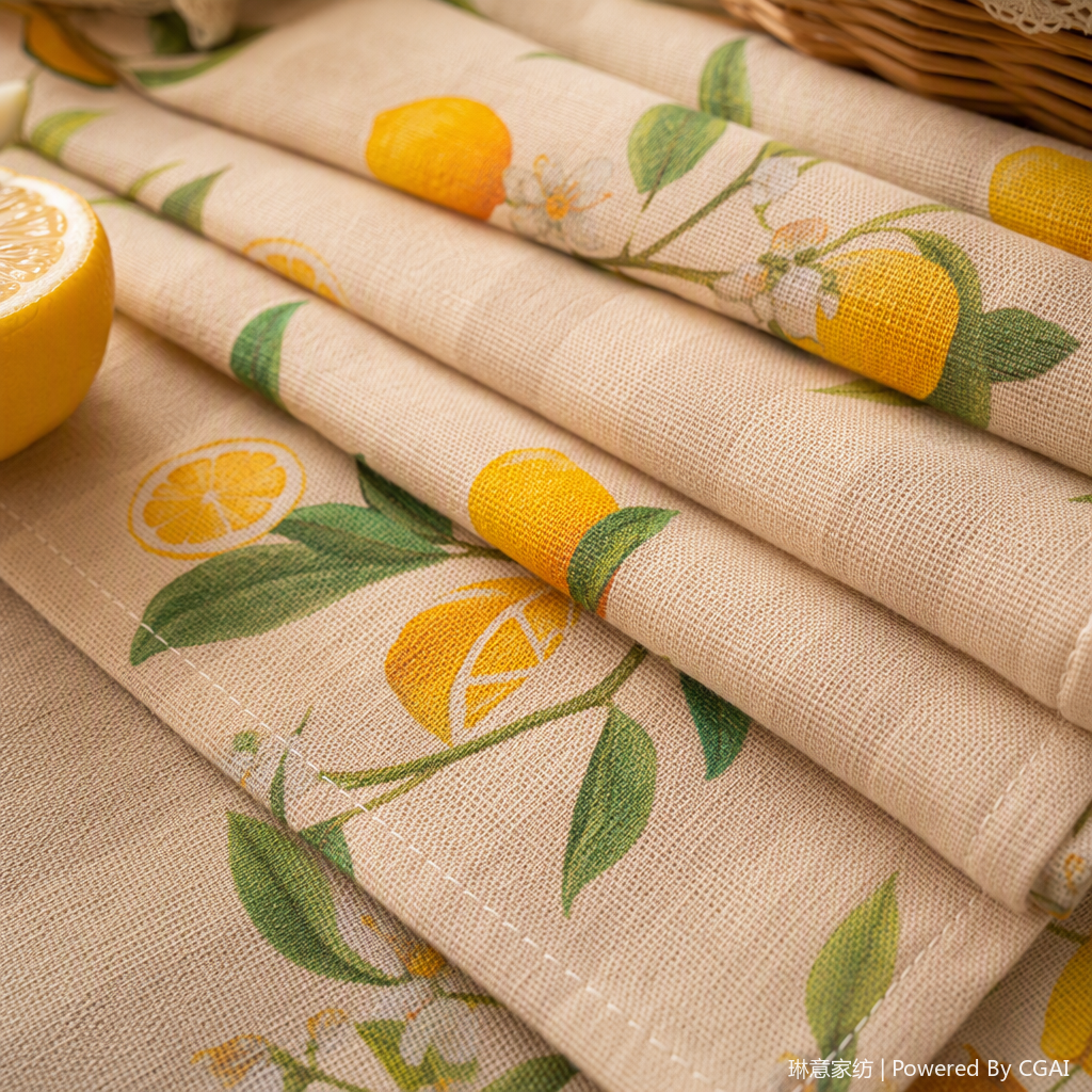 Tablecloth, lemon floral fabric, modern wooden long, round, multi-functional dining table, coffee table, three-piece set, dining chair combination, simple and fashionable for home use Application Scenario