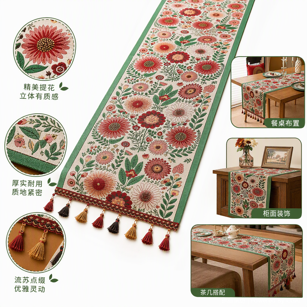 Bandera de mesa venta directa de fábrica estilo americano idílico teñido teñido bandera de té jacquí bandera transfronteriza mantel parque de tela silla de una pieza alfombrilla de navidad artículos de decoración