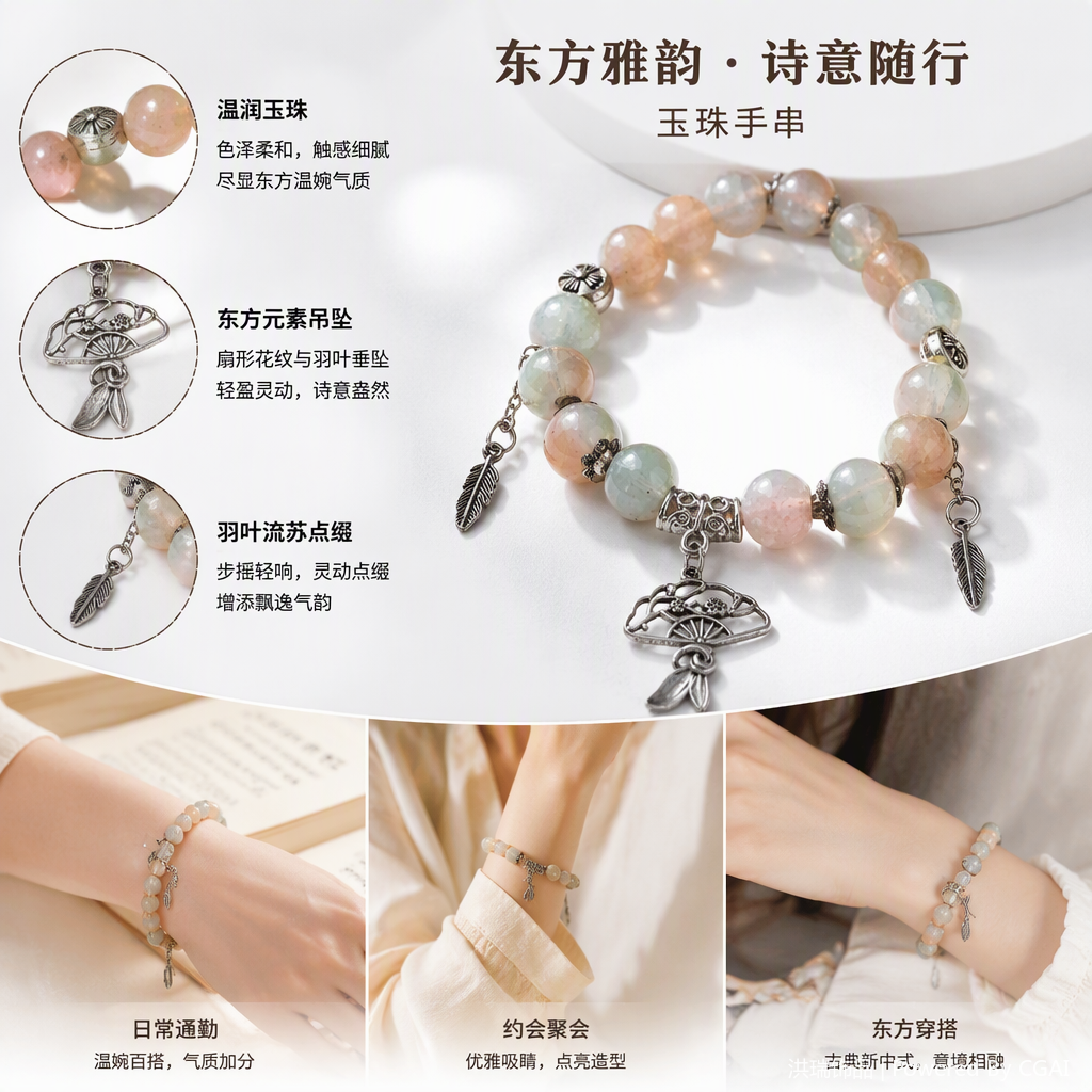 Hand-woven multi-color bead bracelet, fashionable, simple and versatile women's jewelry, gift, couple's trendy accessory