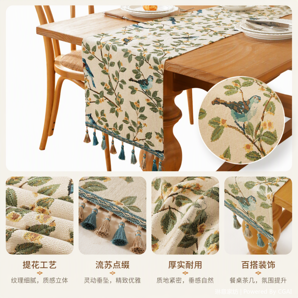 Pintura al óleo viento cross-border christmas table flag mat tea flag mantel buyi park silla de una pieza artículos de decoración venta directa de fábrica