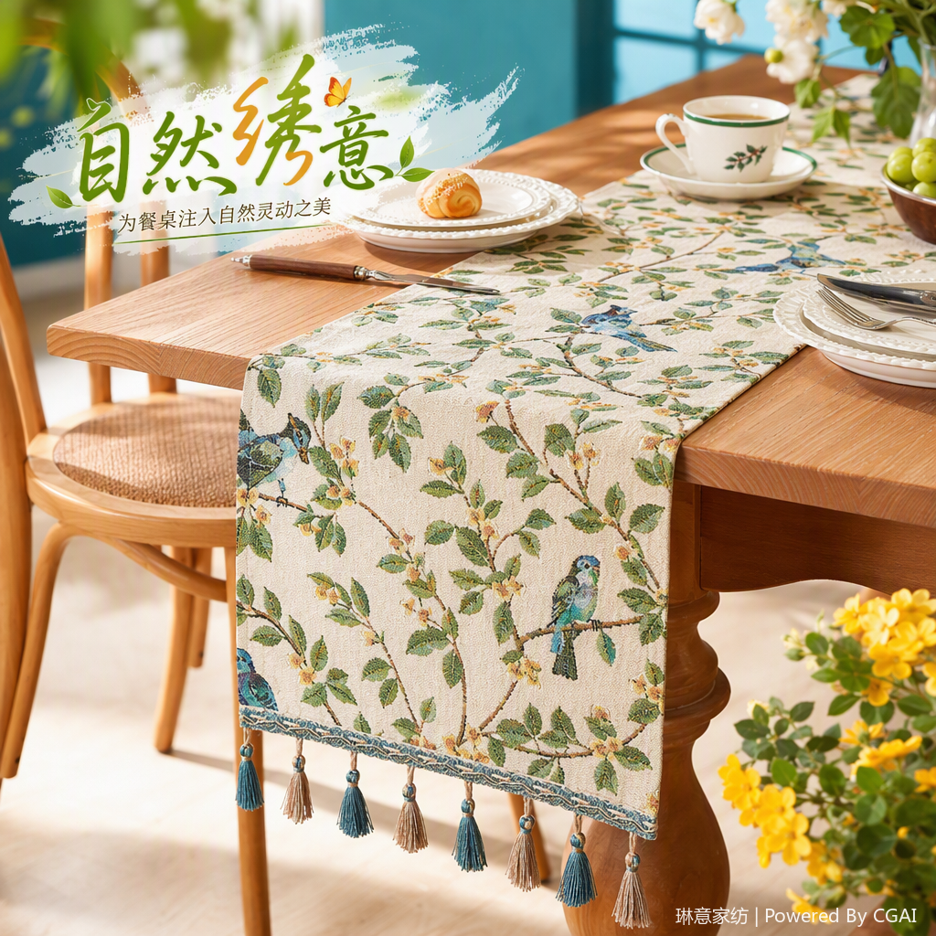 Pintura al óleo viento cross-border christmas table flag mat tea flag mantel buyi park silla de una pieza artículos de decoración venta directa de fábrica Specification image