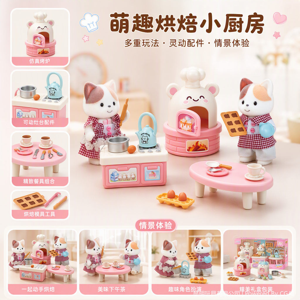 Yasni Dreamy Bay veni rabbit pink baking theme juegos de juguetes escenas divertidas accesorios de cocina niños puzzle muñecas combo
