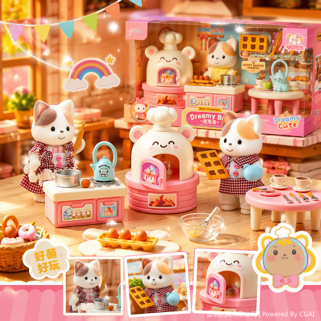 Yasni Dreamy Bay veni rabbit pink baking theme juegos de juguetes escenas divertidas accesorios de cocina niños puzzle muñecas combo Specification image